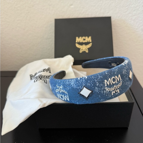 MCM Denim Jacquard Headband, NEW WITH BOX